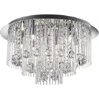 Beatrix 8 Light LED Ceiling Light with Crystal Drops - Chrome, Blue