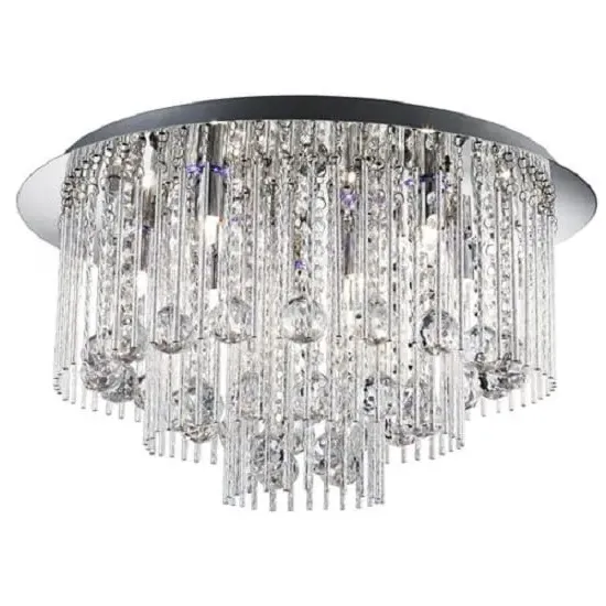 Beatrix 8 Light LED Ceiling Light with Crystal Drops - Chrome, Blue image