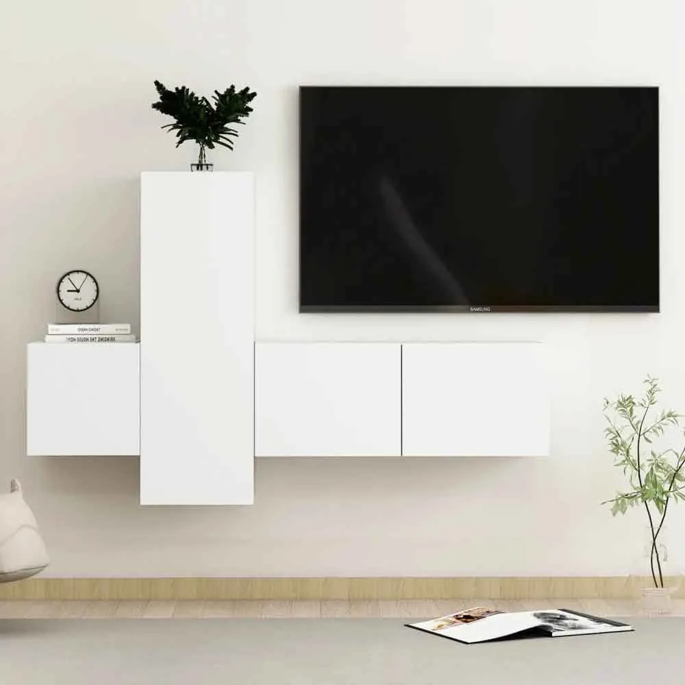 Beaumont 3 Piece Entertainment Unit - White, Engineered Wood