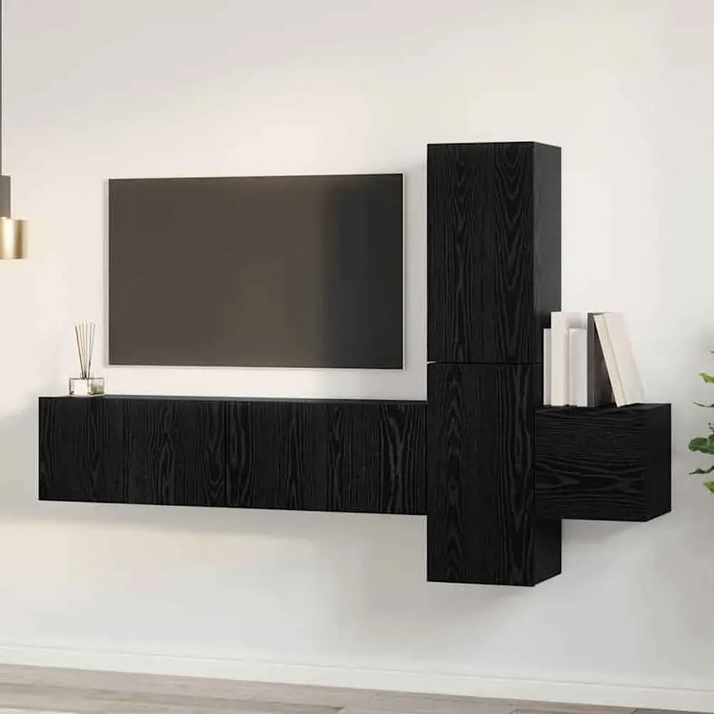 Beaumont 5 Piece Entertainment Unit - Black Oak, Engineered Wood