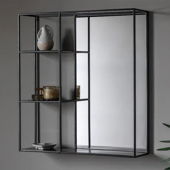 Beaumont Wall Mirror with Shelf - Black product