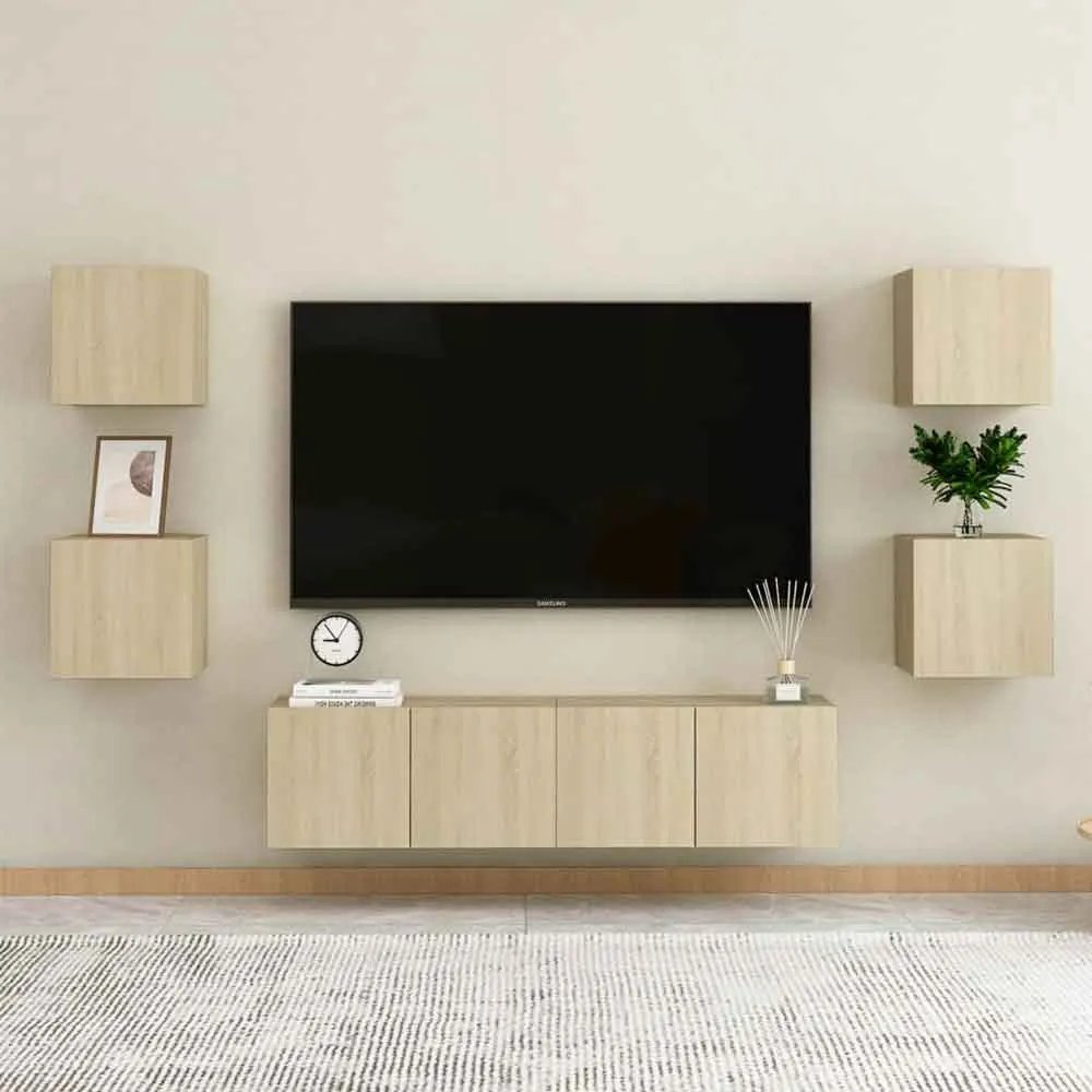 Beaverton 120cm 6 Piece Entertainment Unit - Sonoma Oak