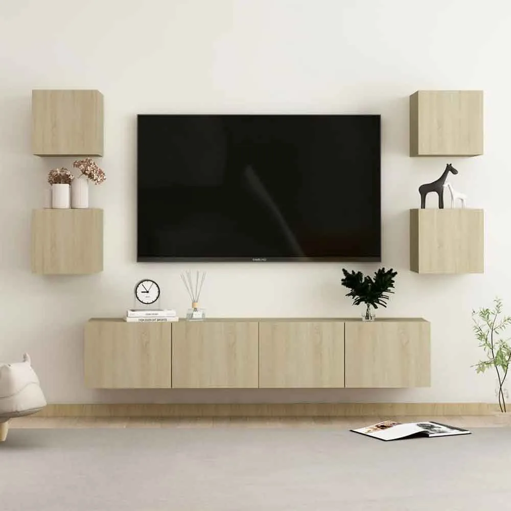 Beaverton 160cm 6 Piece Entertainment Unit - Sonoma Oak