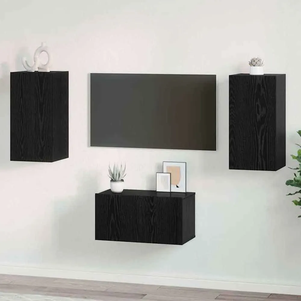 Beaverton 60cm 3 Piece Entertainment Unit - Black Oak image