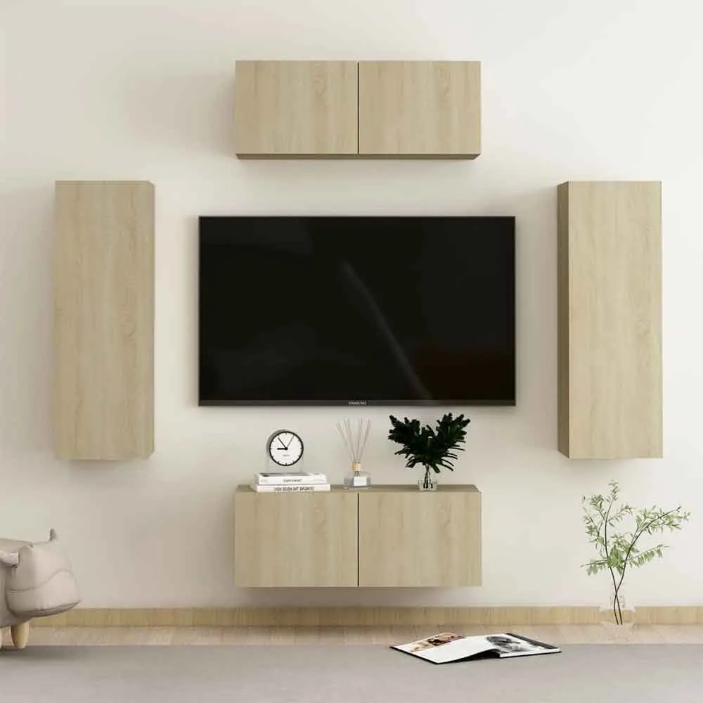 Beaverton 80cm 4 Piece Entertainment Unit - Sonoma Oak