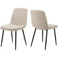Becka Fabric Dining Chairs with Black Legs - Beige