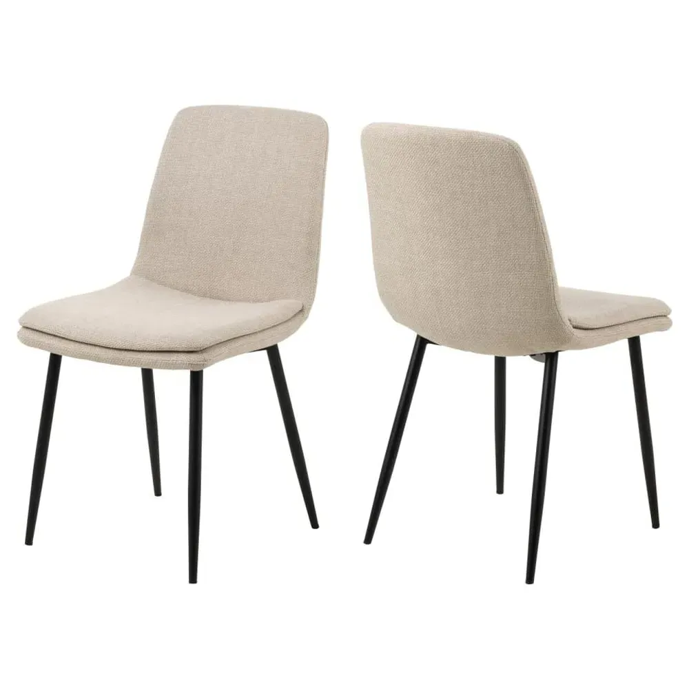 Becka Fabric Dining Chairs with Black Legs - Beige image
