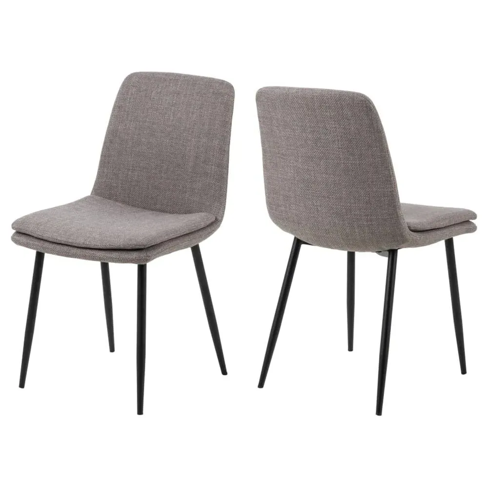 Becka Fabric Dining Chairs with Black Legs - Grey Brown