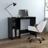 Becker Laptop Desk with 4 Shelves - Black, Engineered Wood