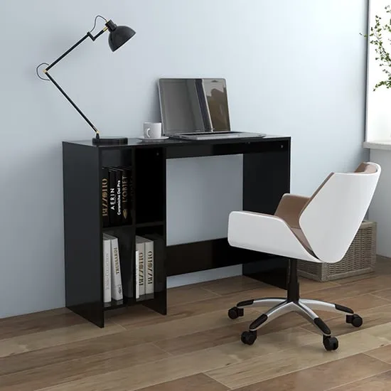 Becker Laptop Desk with 4 Shelves - Black, Engineered Wood image