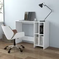 Becker Laptop Desk with 4 Shelves - White, Engineered Wood