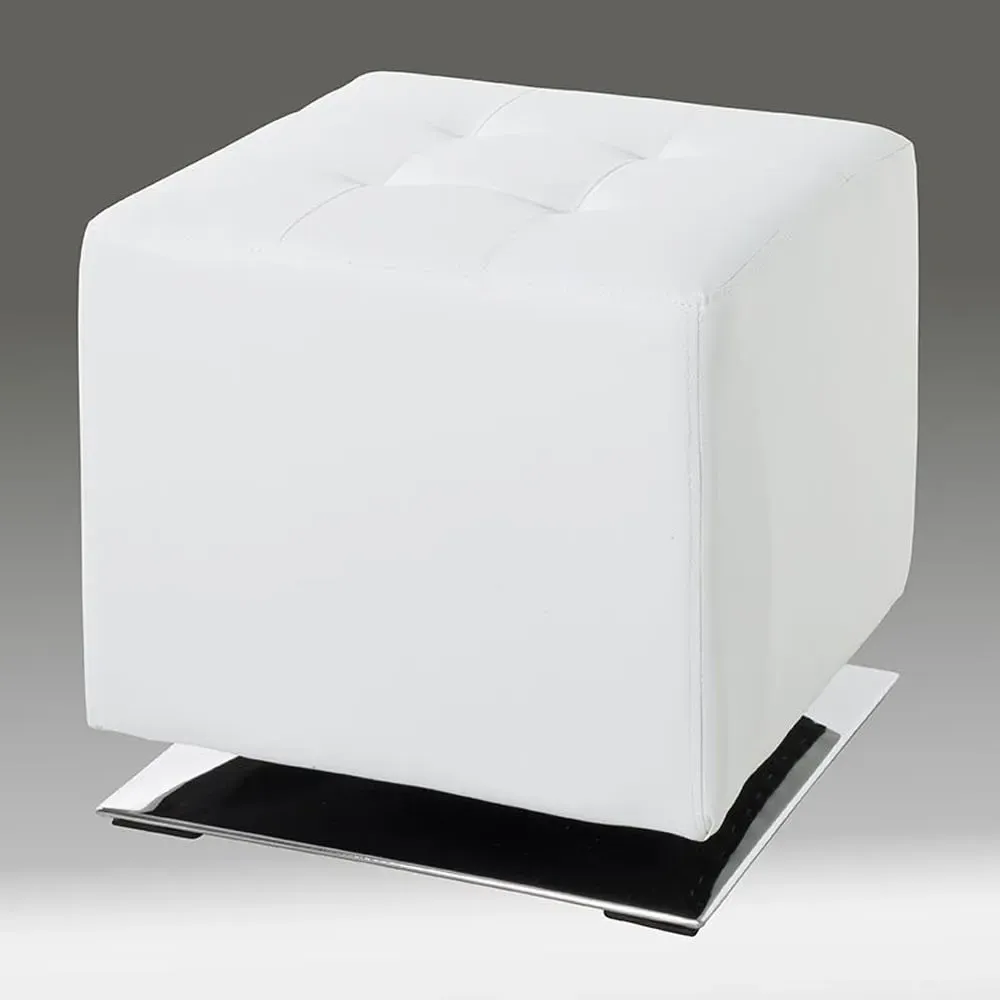 Beckley Adjustable Bar Stool with Backrest - White, Leather