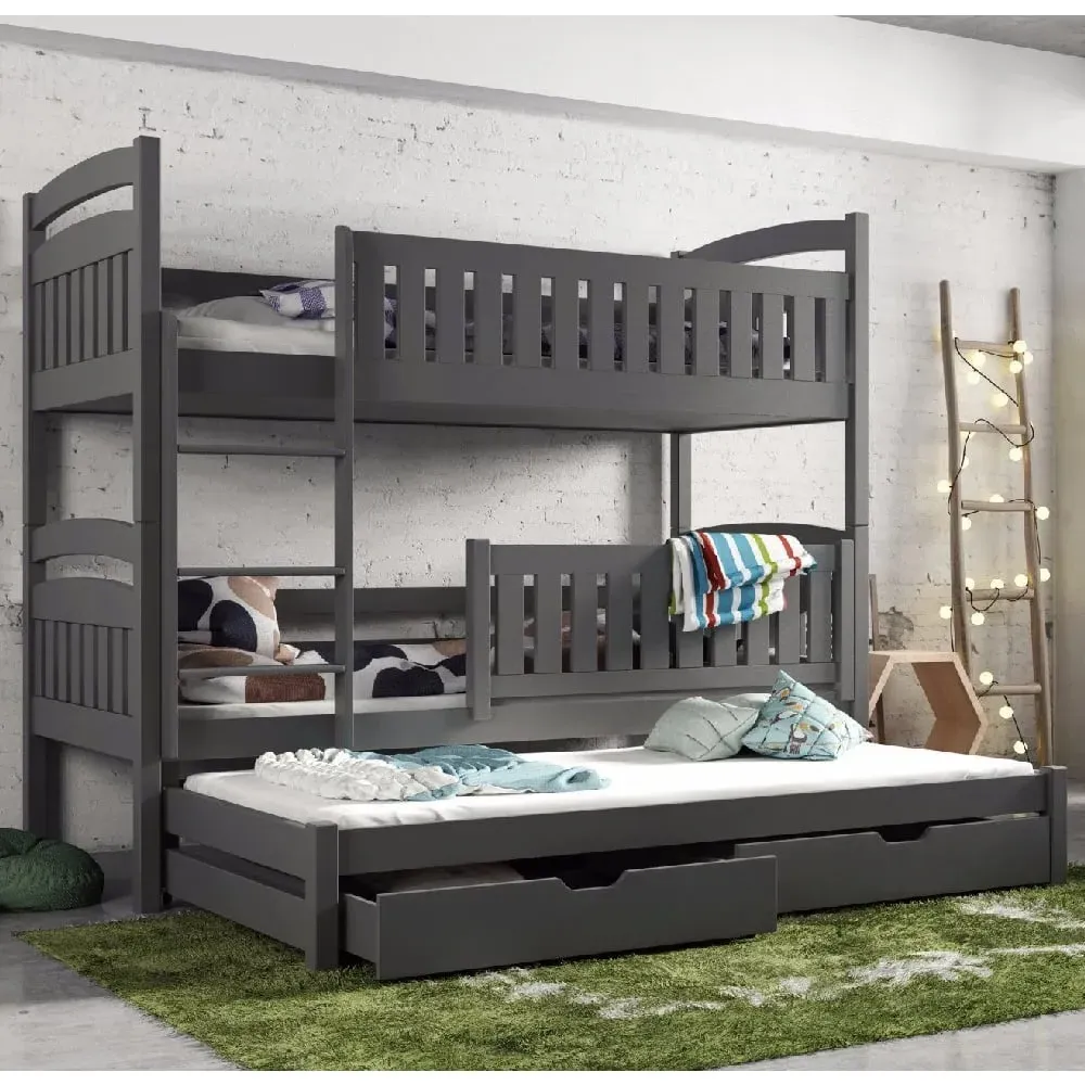 Beckley Bunk Bed with Trundle - Graphite, Wood