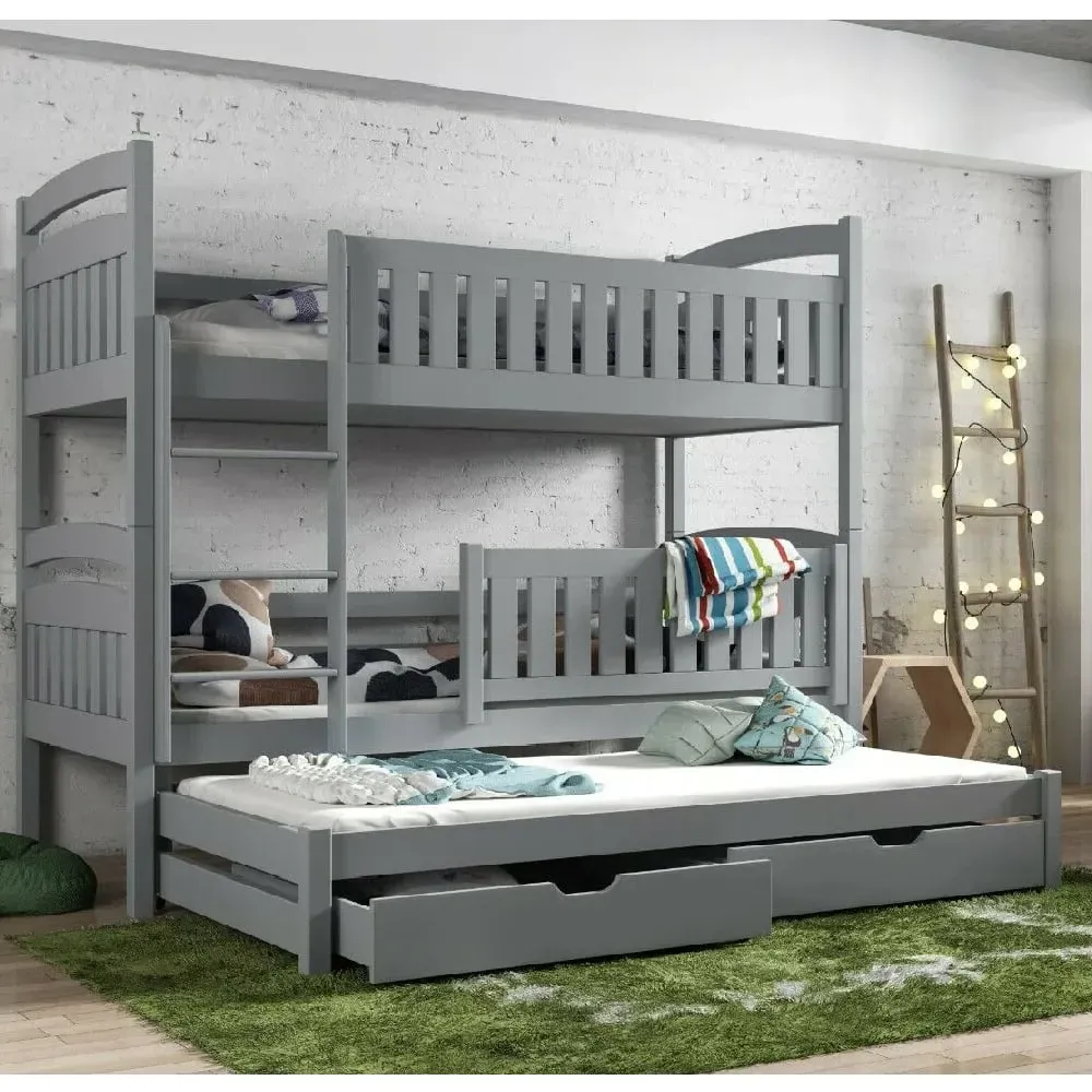 Beckley Bunk Bed with Trundle - Grey, Wood