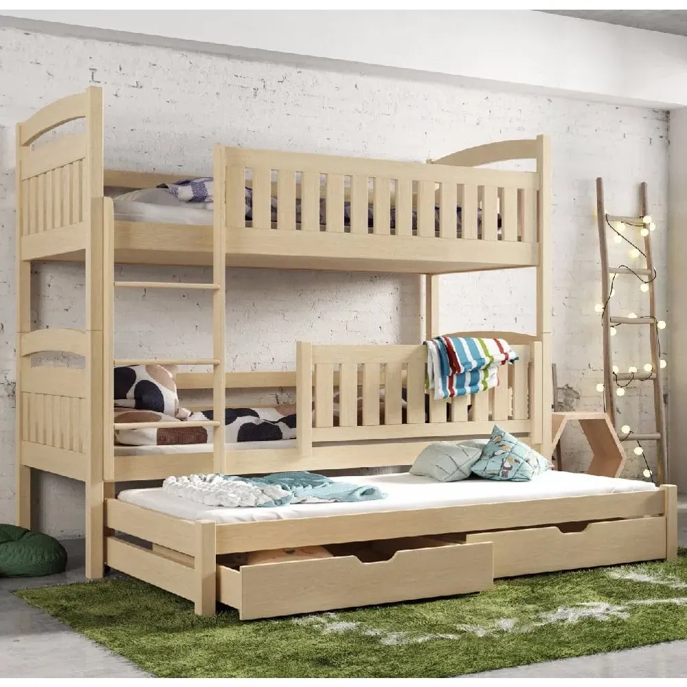 Beckley Bunk Bed with Trundle - Pine, Wood