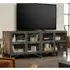 Beckley TV Stand with 4 Doors - Black, Vintage Oak