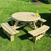 Becontree Round Picnic Table - Natural