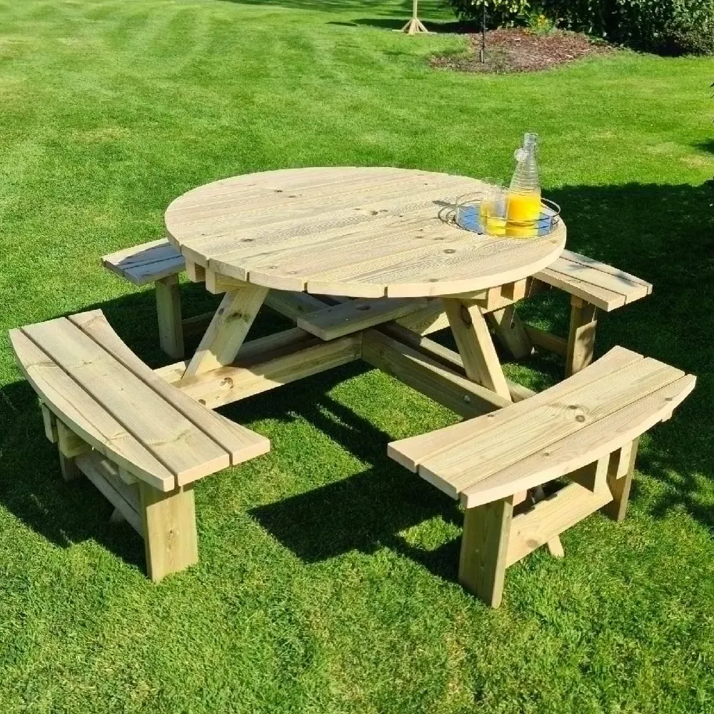 Becontree Round Picnic Table - Natural image