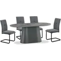 Bedford 180cm Dining Table with 6 Chairs - Dark Grey