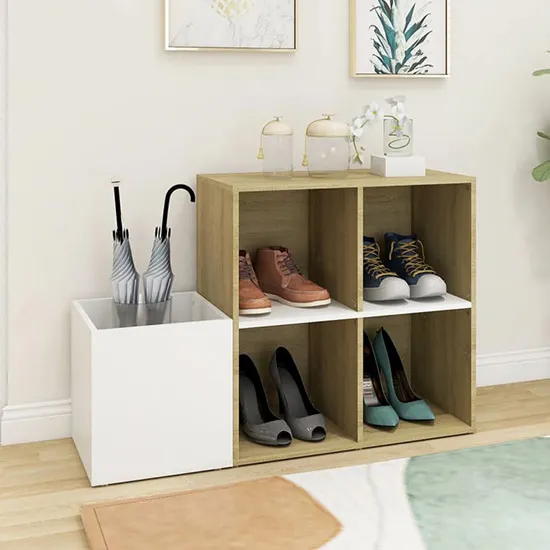 Bedros Hallway Shoe Storage Cabinet - White, Sonoma Oak product