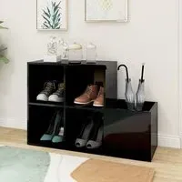 Bedros Shoe Storage Bench with 4 Shelves - Black