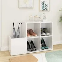 Bedros Shoe Storage Bench with 4 Shelves - White