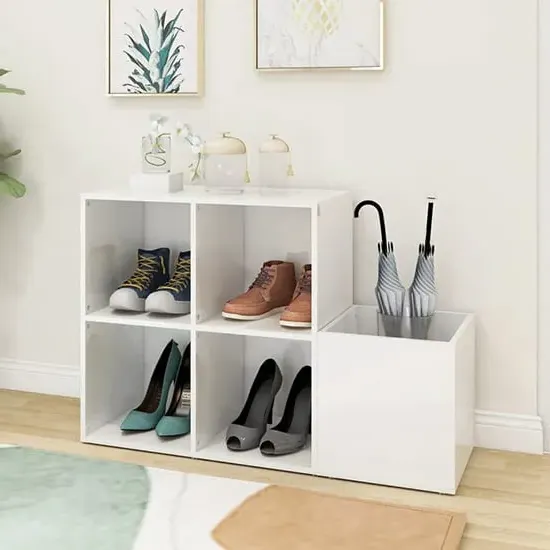 Bedros Shoe Storage Bench with 4 Shelves - White