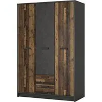 Beeston 3-Door Wardrobe with 2 Drawers - Walnut