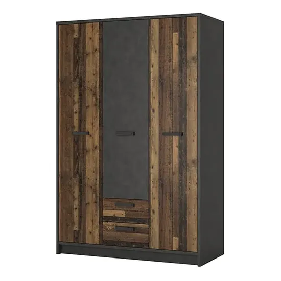 Beeston 3-Door Wardrobe with 2 Drawers - Walnut