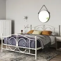 Beeville King Size Bed Frame - White, Metal