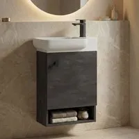 Begonya Wall Mounted Vanity Unit with Sink - Anthracite, Ivory alternate view