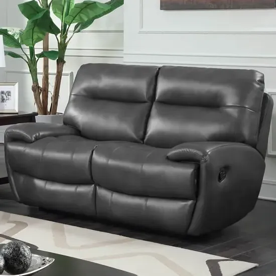 Beil 2-Seater Recliner Sofa - Grey, Leathergel
