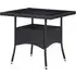 Beile Outdoor Glass Top Dining Table - Black, Poly Rattan
