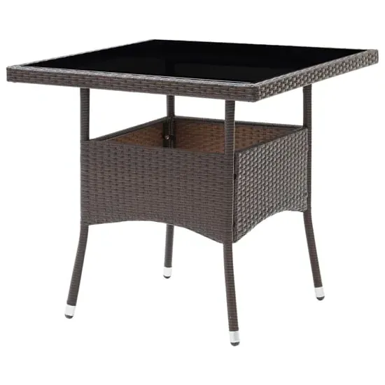 Beile Outdoor Glass Top Dining Table - Brown, Poly Rattan