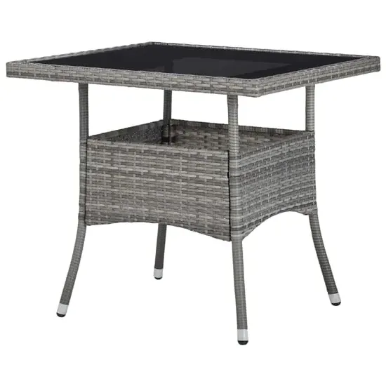 Beile Outdoor Glass Top Dining Table - Grey, Poly Rattan image