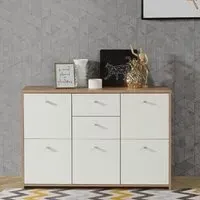 Beile Sideboard 5 Doors 2 Drawers - White, Artisan Oak