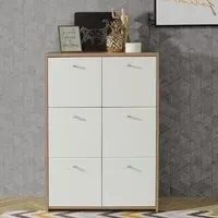 Beile Sideboard 6 Doors - White, Artisan Oak