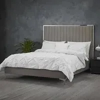 Bekele King Size Bed Frame - Mink Grey, Velvet