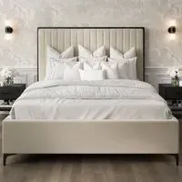 Bekele Velvet Double Bed - Cream