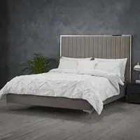Bekele Velvet Double Bed - Mink Grey