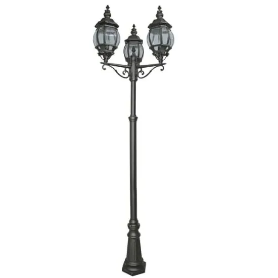 Bel Aire 3 Light Outdoor Post Lamp - Black, Clear Glass
