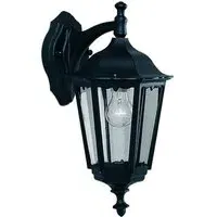 Bel Aire Outdoor Wall Down Light - Black, Clear Glass