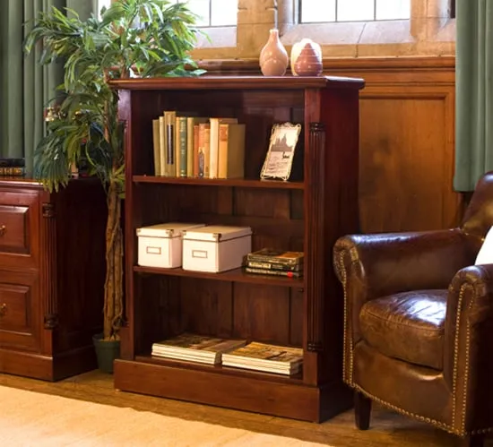 Belarus Low Open Bookcase - Mahogany