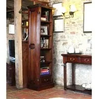 Belarus Narrow Alcove Bookcase with Drawer - Mahogany