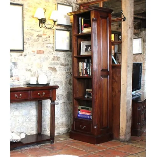 Belarus Narrow Alcove Bookcase with Drawer - Mahogany