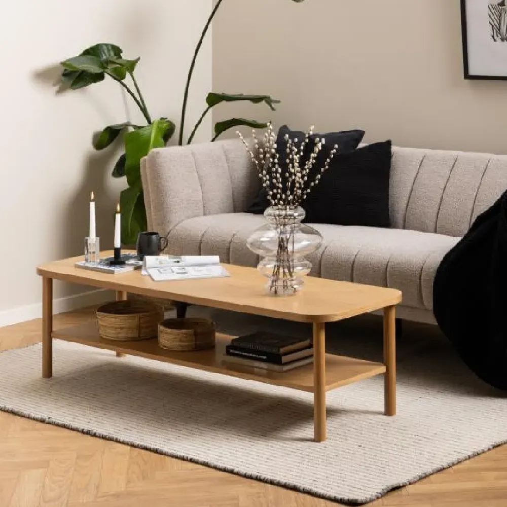 Belcourt Rectangular Coffee Table with Shelf - Oak product