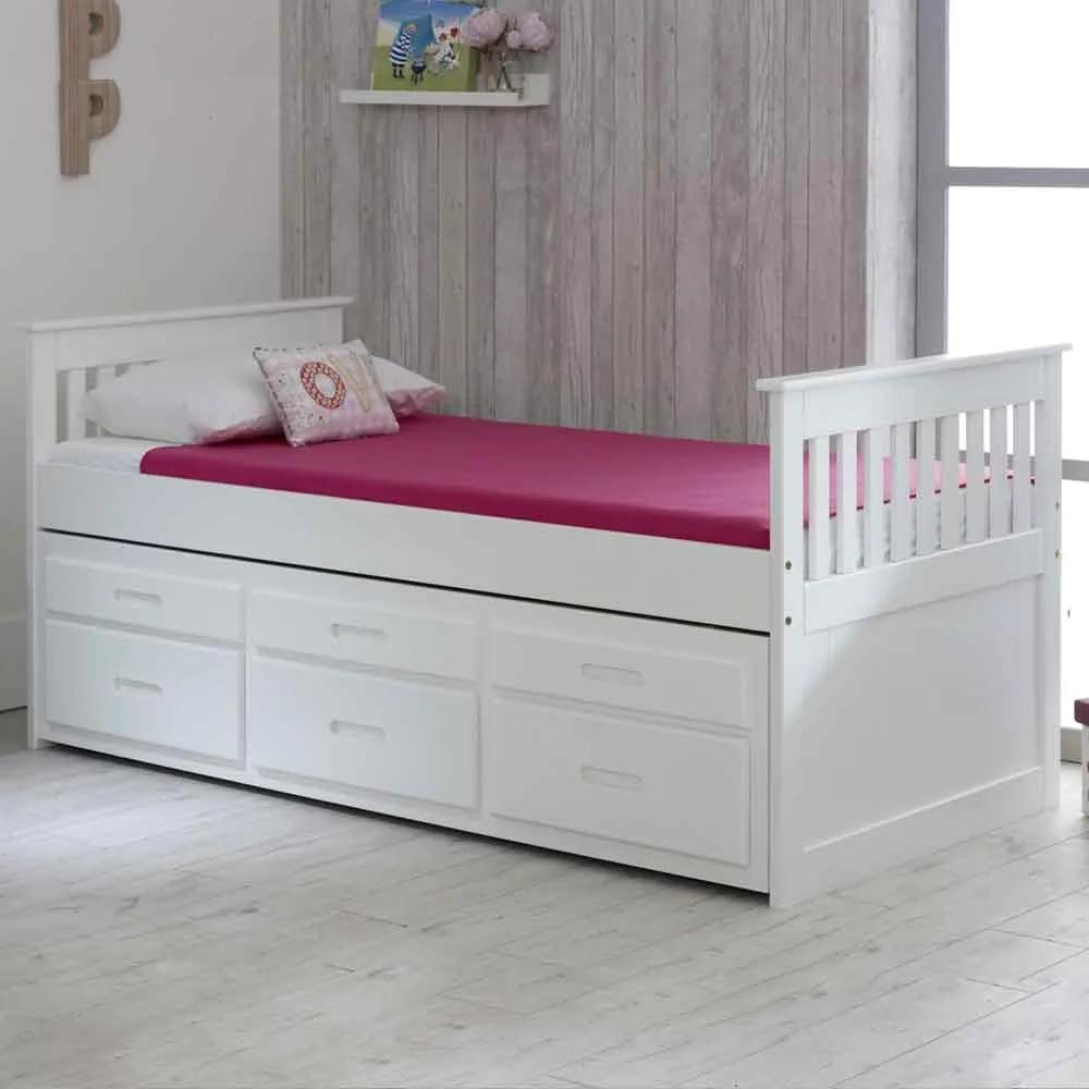 Belcourt Wooden Bed with Underbed Storage - White