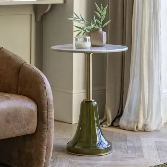 Belek Round Side Table - Dusk, Marble