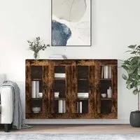 Belek Wall Mounted Sideboard with 4 Doors - Smoked Oak