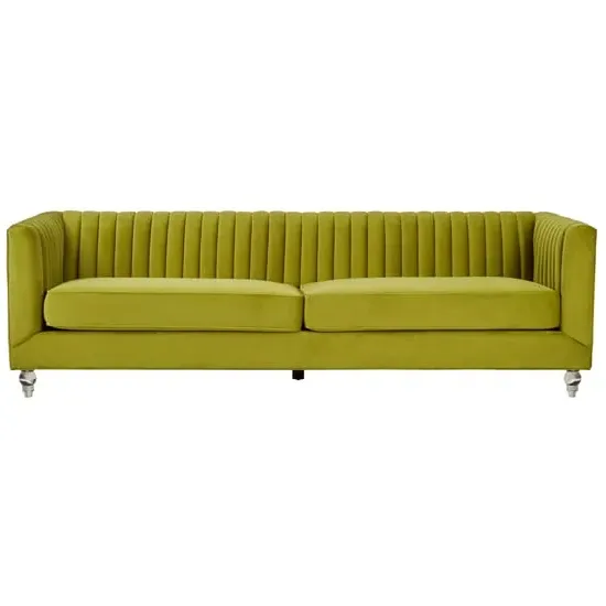 Belel 3-Seater Sofa - Green, Velvet image
